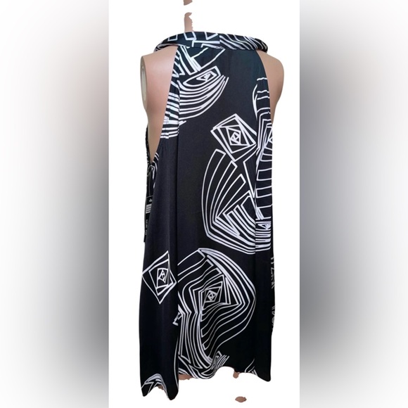 MILANO TUNIC TOP LAYERED GEOMETRIC PATTERN WOMENS SLEEVELESS BLACK SIZE MEDIUM - Picture 7 of 11